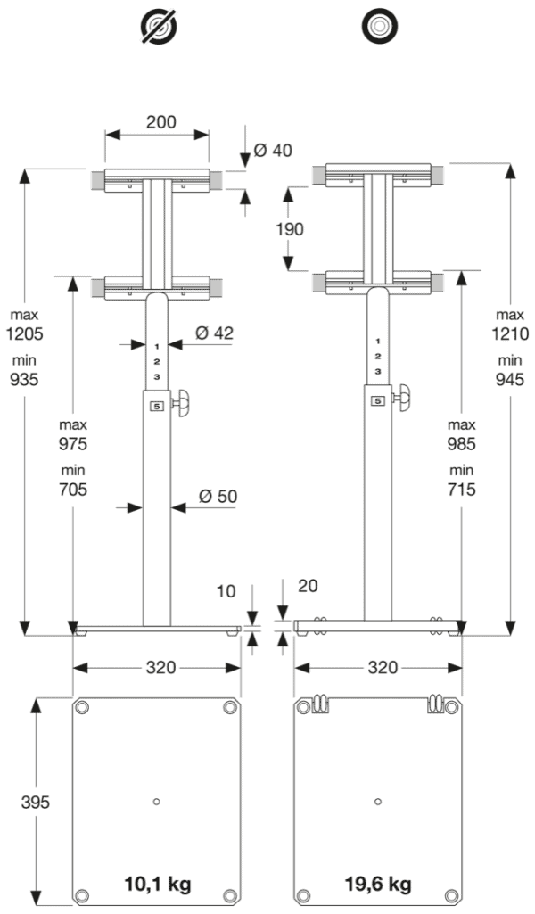 Height-adjustable portable double ballet barre Giselle | Dinamica Ballet